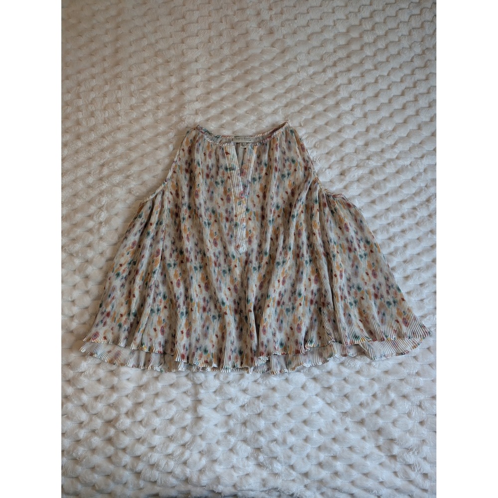 See U Soon Pleated Blouse Cold Shoulder Multicolor Top Size‎ S